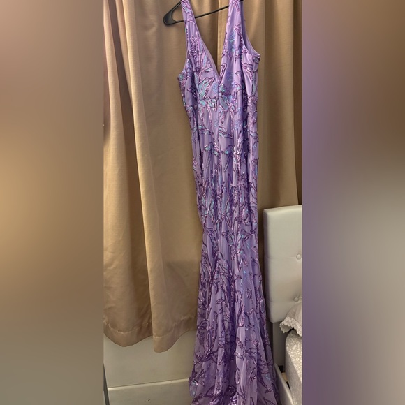 Lavender Sequin Prom Dress - Picture 4 of 7